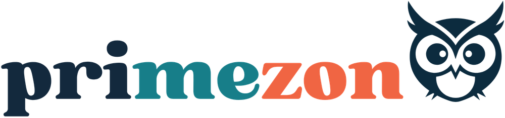 Primezon logó világos háttérhez, bagoly ikonnal